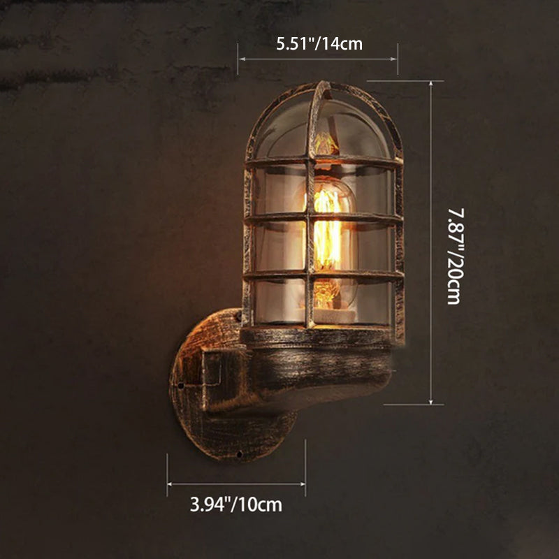 Cylinder Iron Glass Hallway Wall Lamp