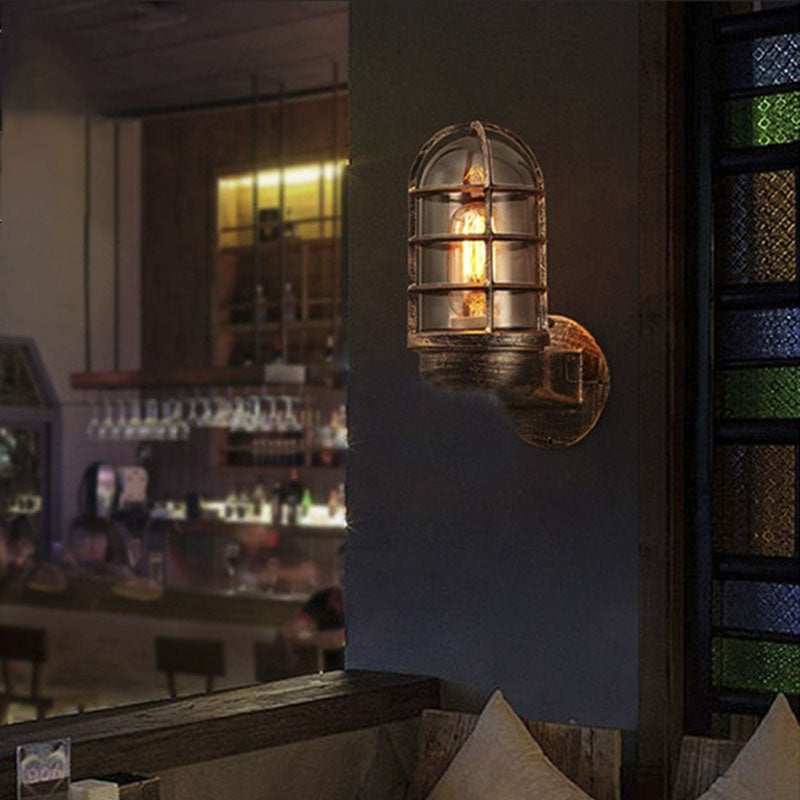 Cylinder Iron Glass Hallway Wall Lamp
