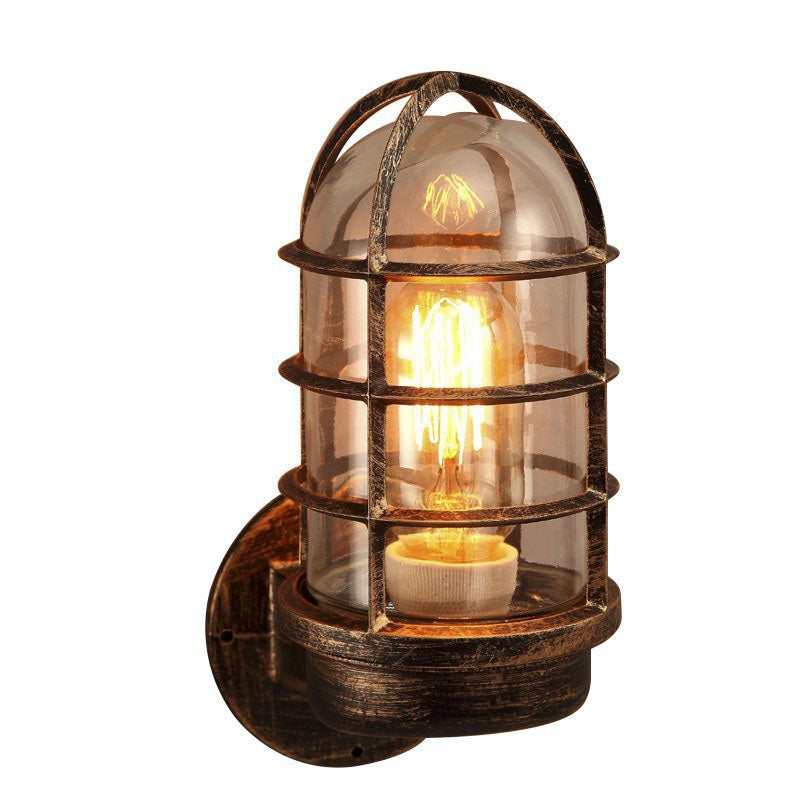 Cylinder Iron Glass Hallway Wall Lamp