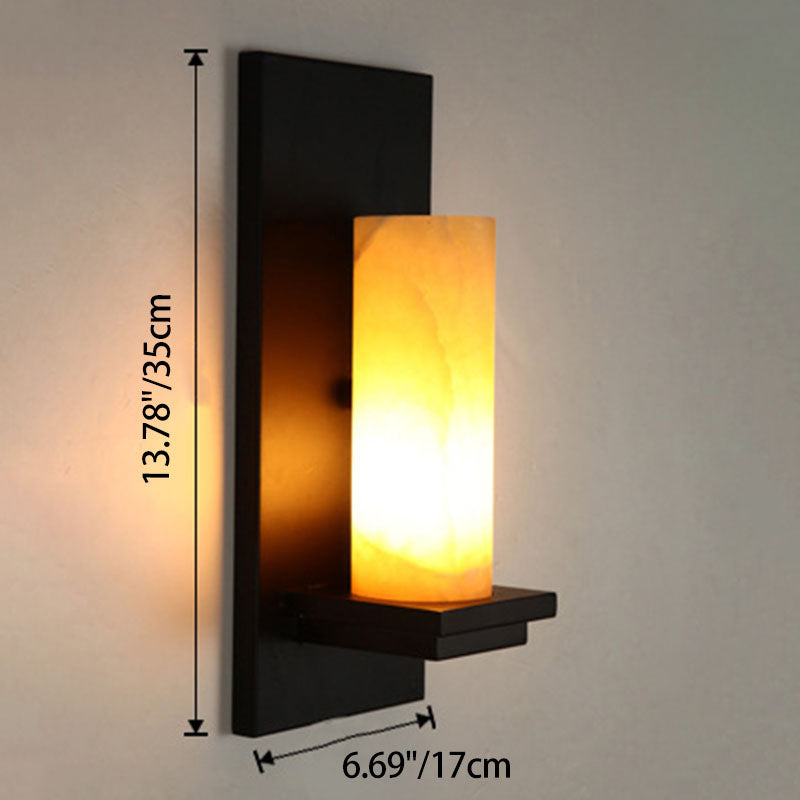 Cylinder Iron Natural Marble Wall Lamp
