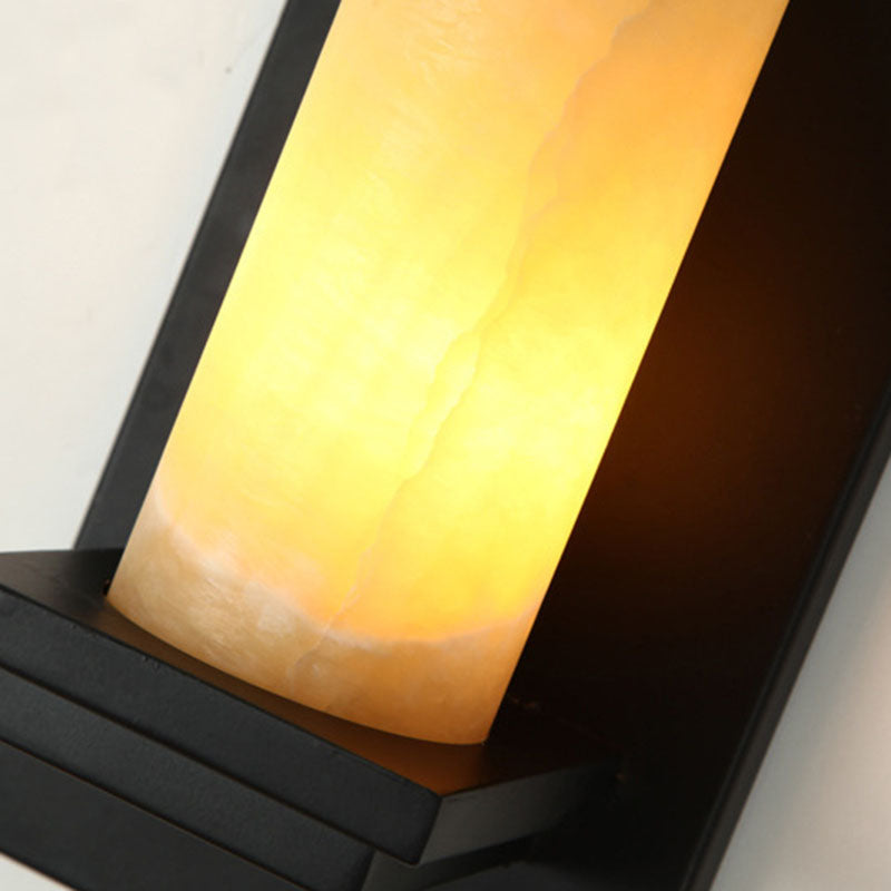 Cylinder Iron Natural Marble Wall Lamp