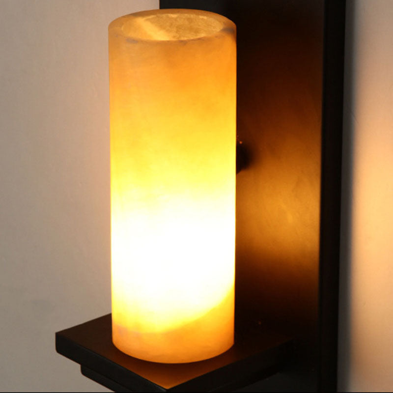 Cylinder Iron Natural Marble Wall Lamp
