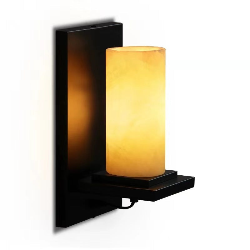Cylinder Iron Natural Marble Wall Lamp