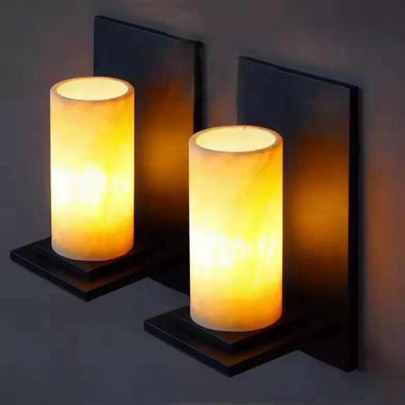 Cylinder Iron Natural Marble Wall Lamp