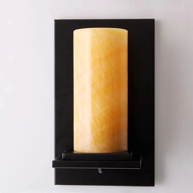 Cylinder Iron Natural Marble Wall Lamp