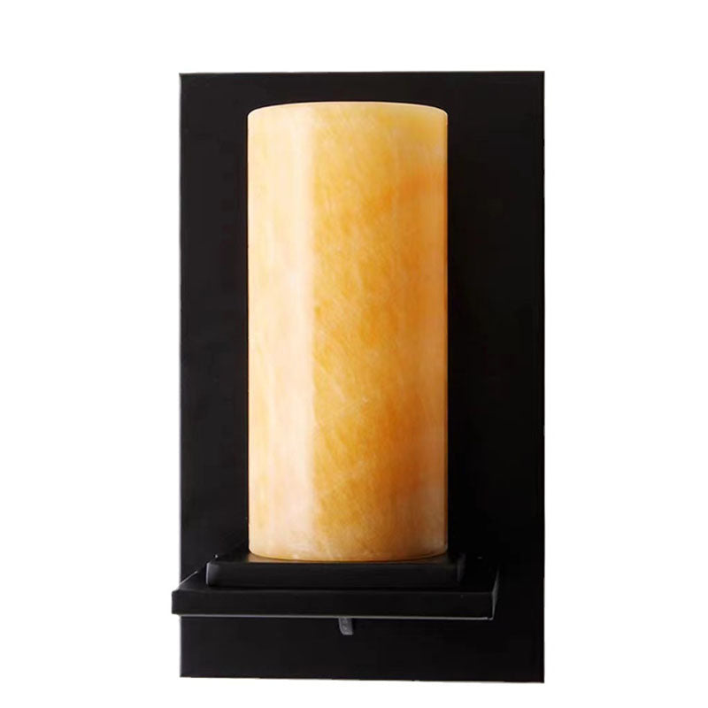 Cylinder Iron Natural Marble Wall Lamp