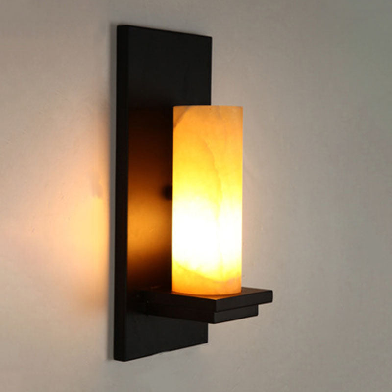 Cylinder Iron Natural Marble Wall Lamp