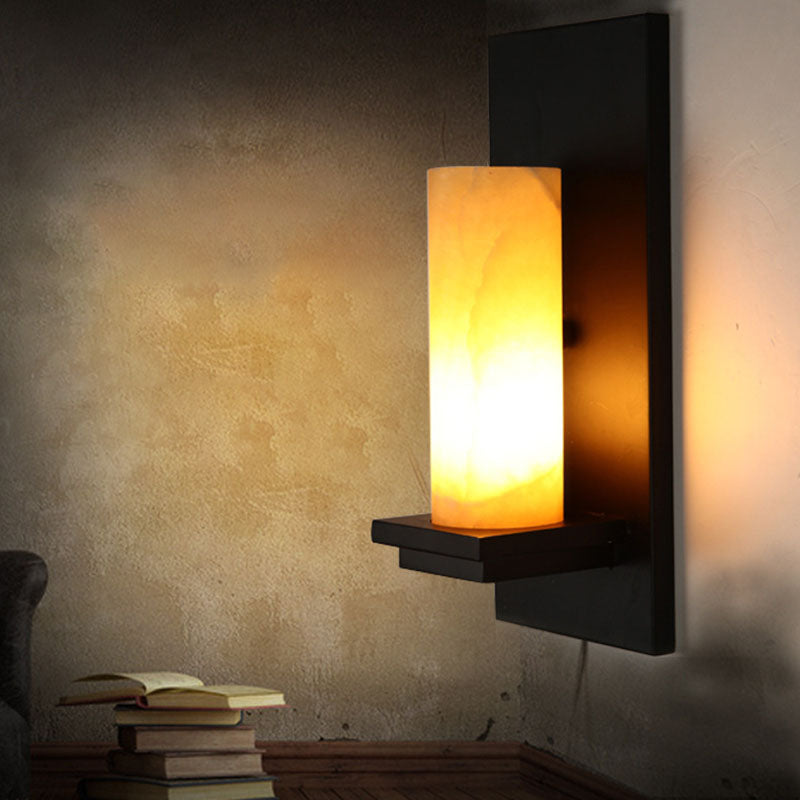Cylinder Iron Natural Marble Wall Lamp