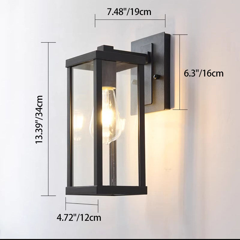 Rectangular Iron Glass Entryway Wall Lamp