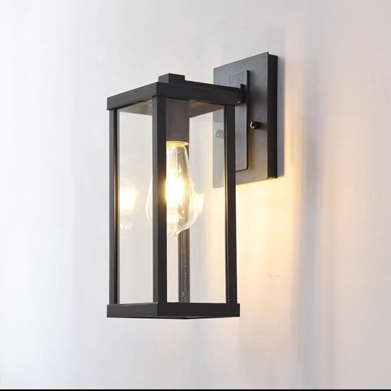 Rectangular Iron Glass Entryway Wall Lamp
