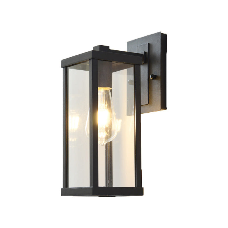 Rectangular Iron Glass Entryway Wall Lamp