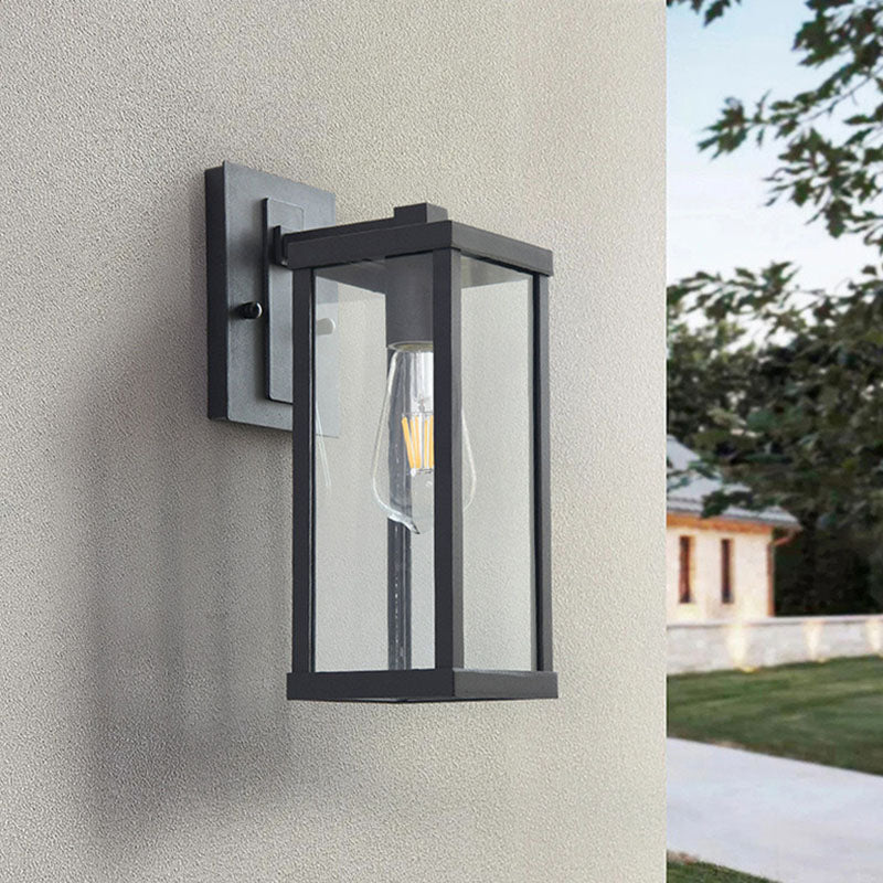 Rectangular Iron Glass Entryway Wall Lamp