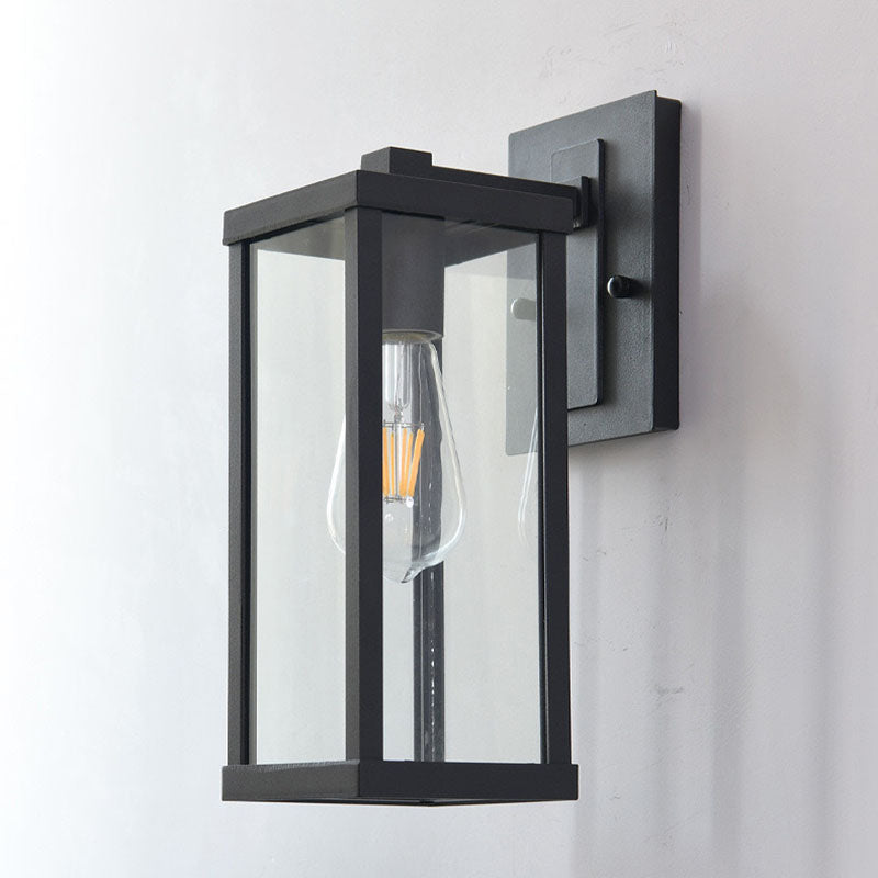 Rectangular Iron Glass Entryway Wall Lamp