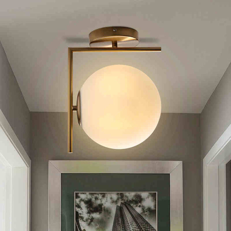 Round Metal Glass Hallway Wall Lamp