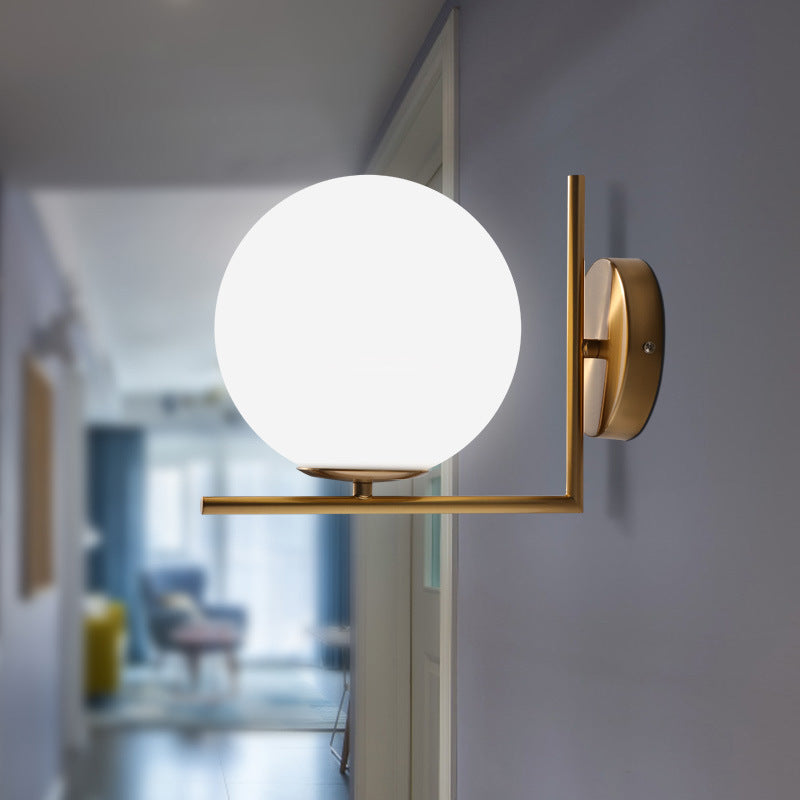Round Metal Glass Hallway Wall Lamp