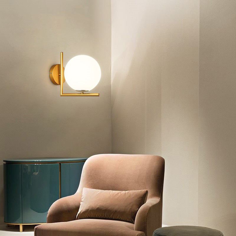 Round Metal Glass Hallway Wall Lamp