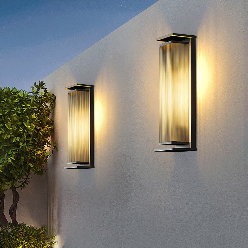 Rectangular Stainless Steel Glass Outdoor Light