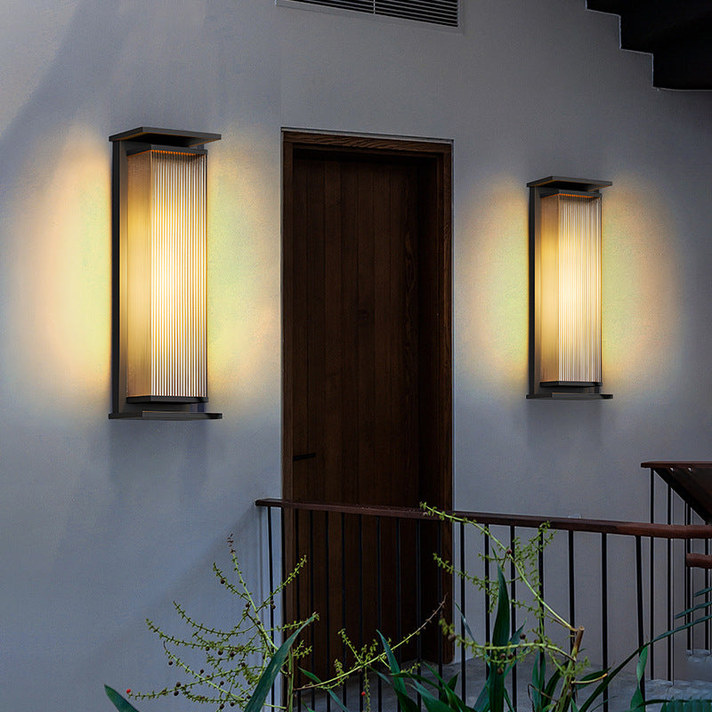 Rectangular Stainless Steel Glass Outdoor Light