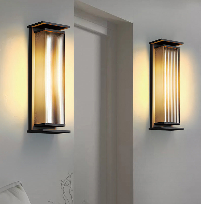 Rectangular Stainless Steel Glass Outdoor Light