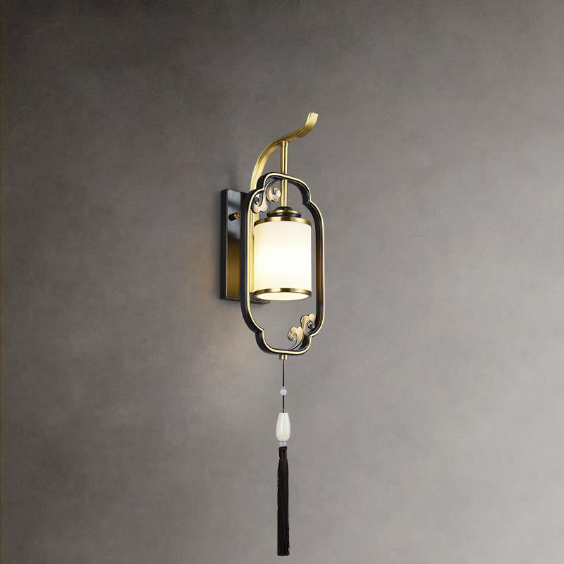 Cylindrical Copper Glass Hallway Wall Lamp