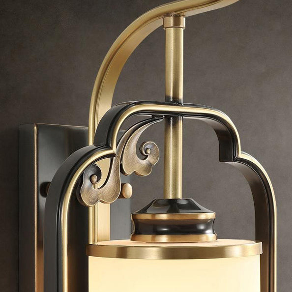 Cylindrical Copper Glass Hallway Wall Lamp