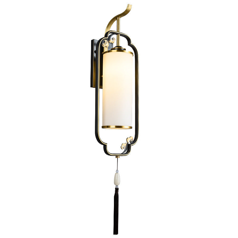 Cylindrical Copper Glass Hallway Wall Lamp