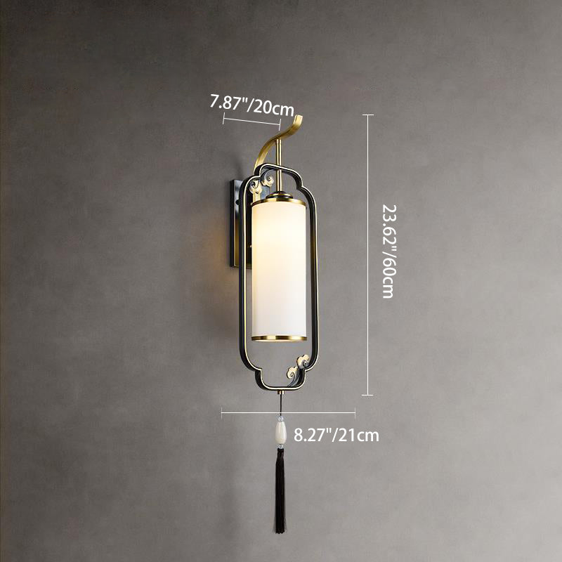 Cylindrical Copper Glass Hallway Wall Lamp