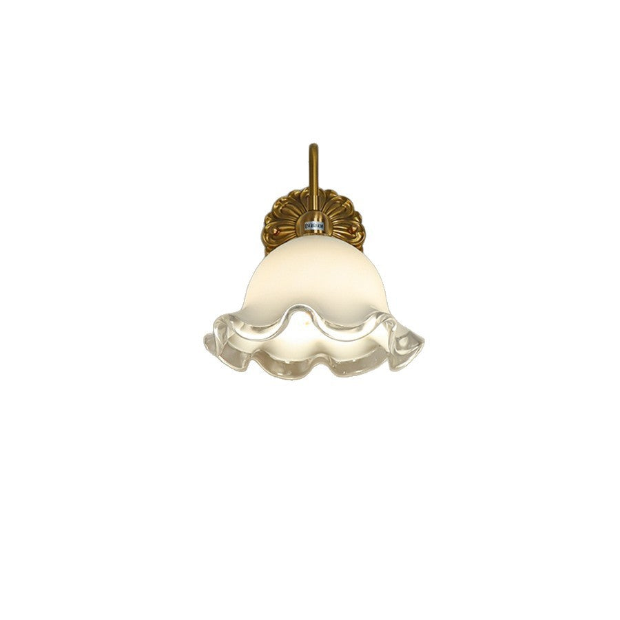 Flower Brass Glass Bedroom Wall Lamp