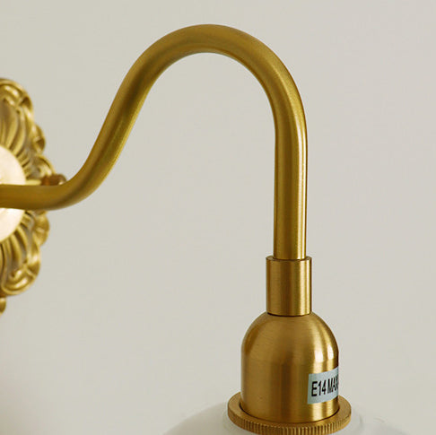 Flower Brass Glass Bedroom Wall Lamp