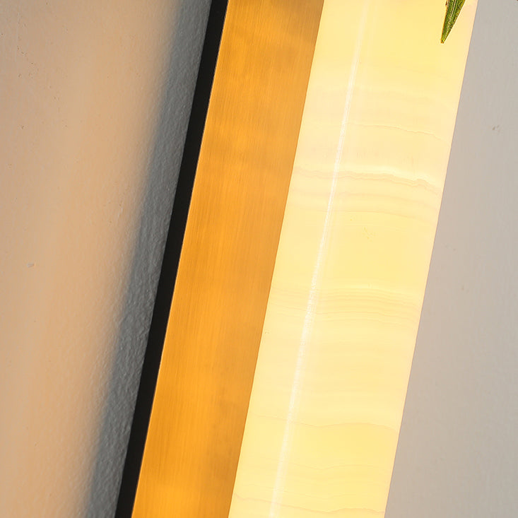Cylindrical Brass Jade Entryway Wall Lamp