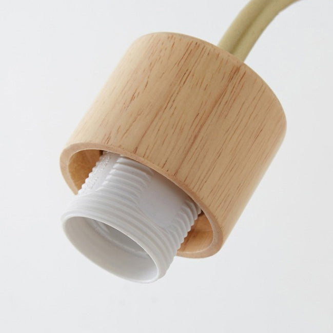 Geometric Rubberwood Glass Bedroom Wall Lamp