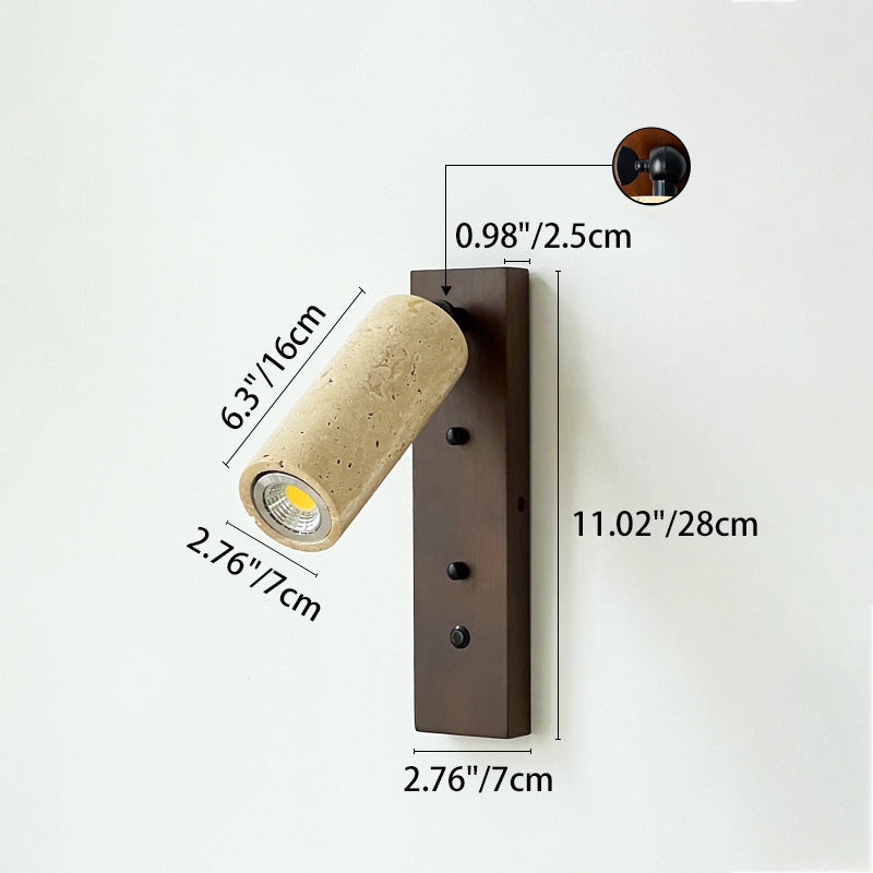 Cylindrical Solid Wood Yellow Wall Lamp