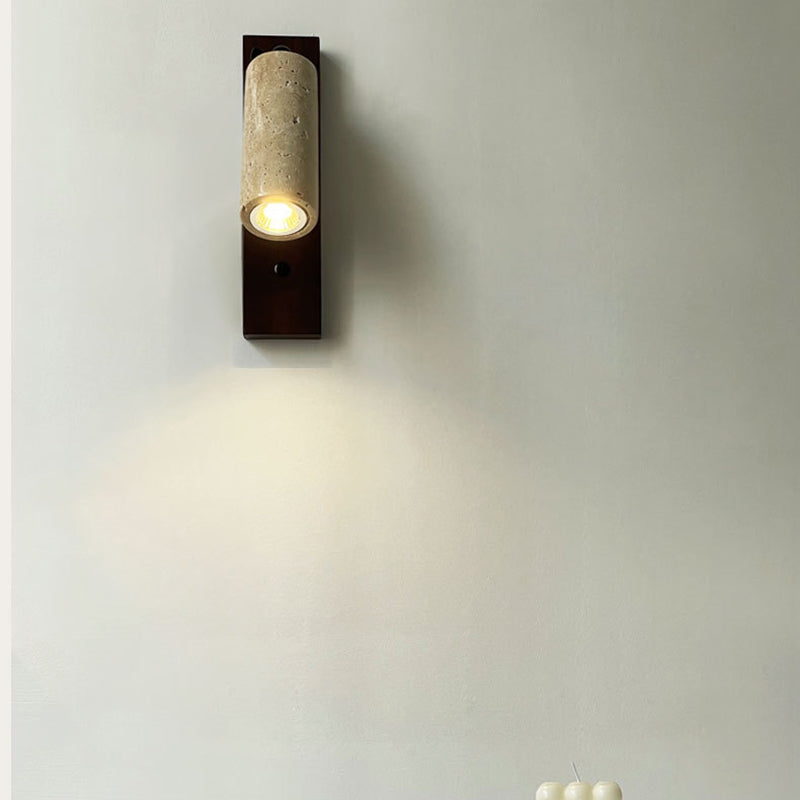 Cylindrical Solid Wood Yellow Wall Lamp