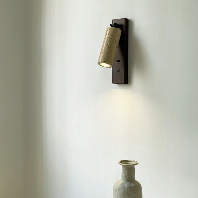 Cylindrical Solid Wood Yellow Wall Lamp