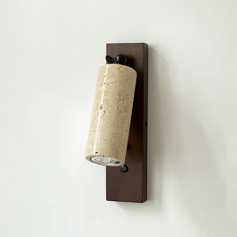 Cylindrical Solid Wood Yellow Wall Lamp