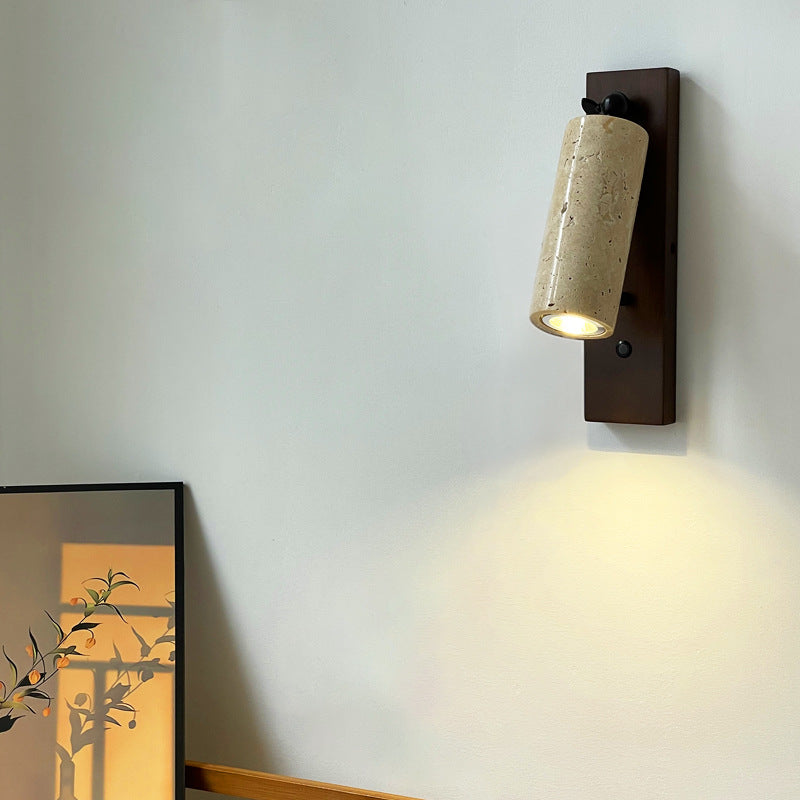 Cylindrical Solid Wood Yellow Wall Lamp