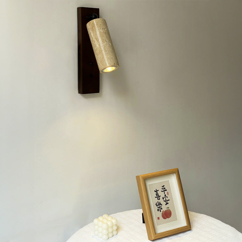 Cylindrical Solid Wood Yellow Wall Lamp