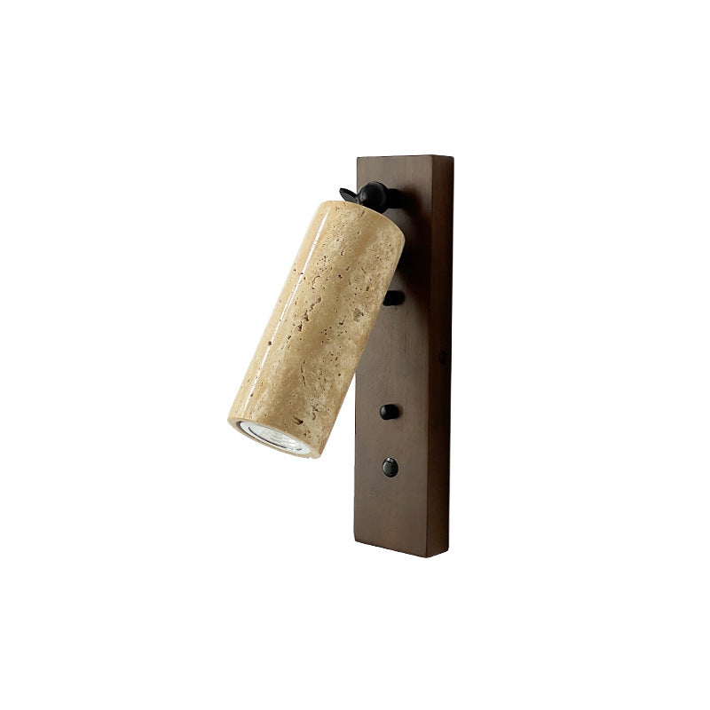 Cylindrical Solid Wood Yellow Wall Lamp