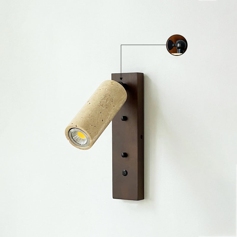 Cylindrical Solid Wood Yellow Wall Lamp
