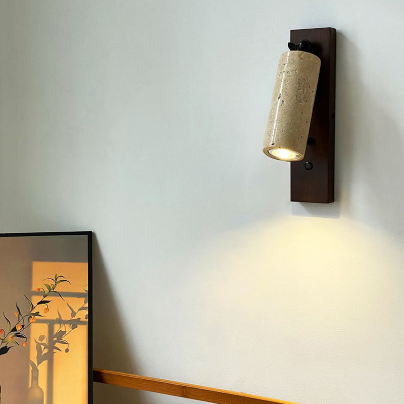 Cylindrical Solid Wood Yellow Wall Lamp