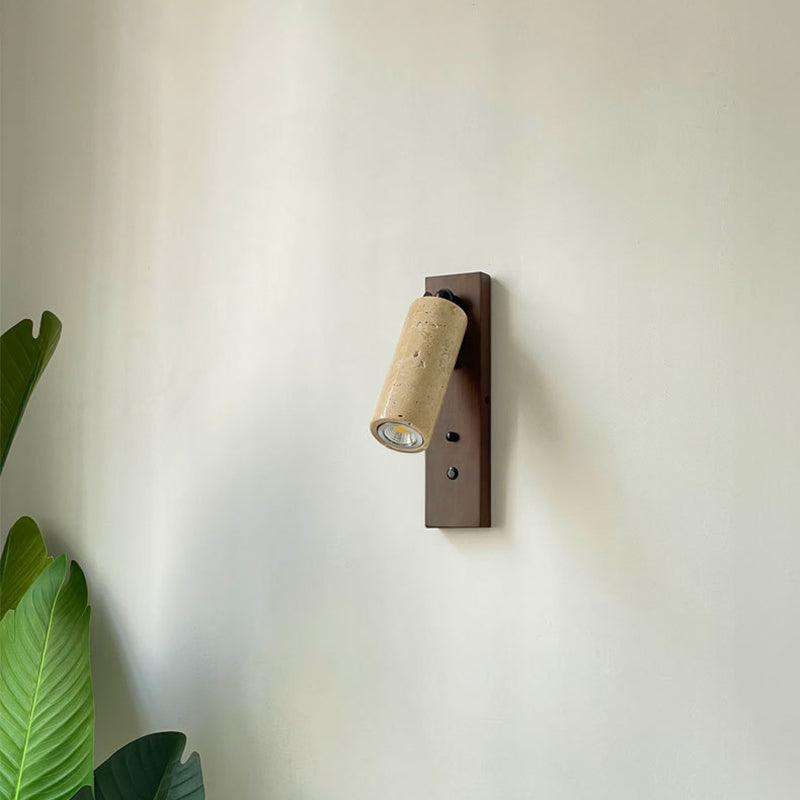 Cylindrical Solid Wood Yellow Wall Lamp