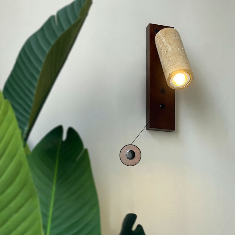 Cylindrical Solid Wood Yellow Wall Lamp