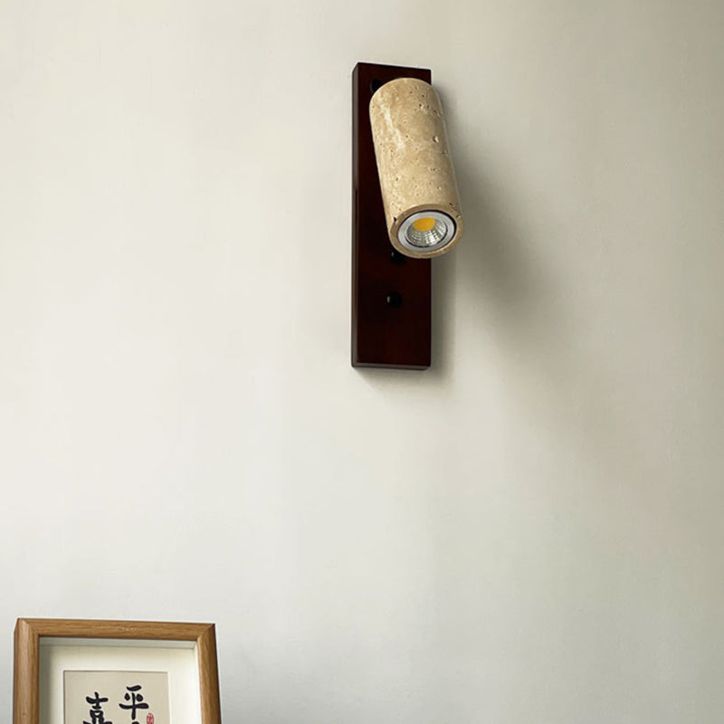 Cylindrical Solid Wood Yellow Wall Lamp
