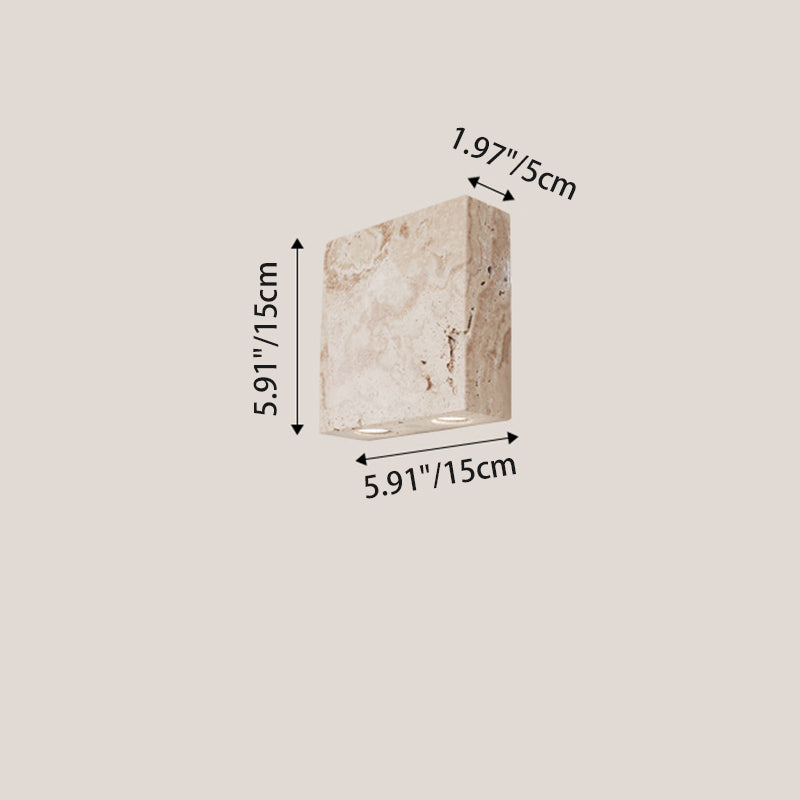 Round Square Yellow Travertine Wall Lamp