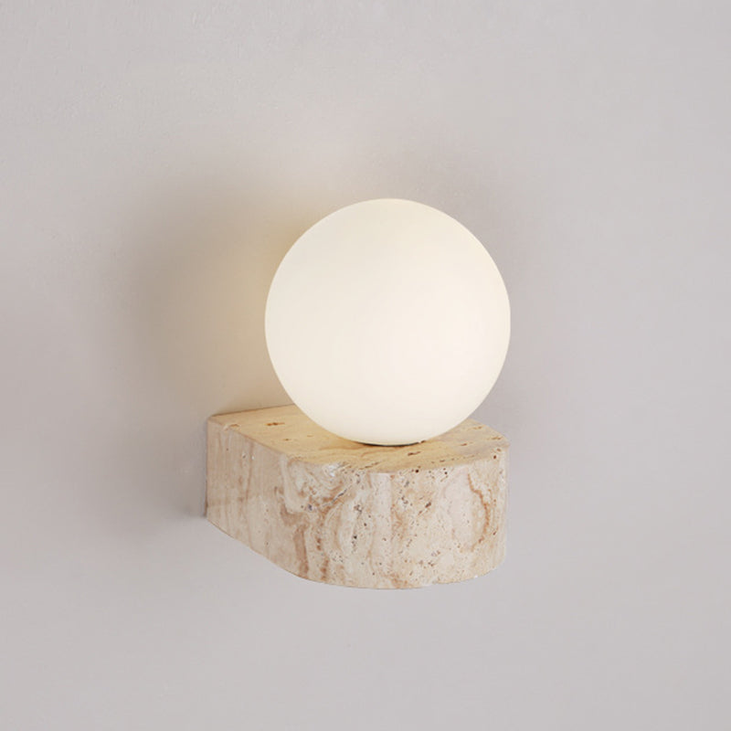 Round Square Yellow Travertine Wall Lamp