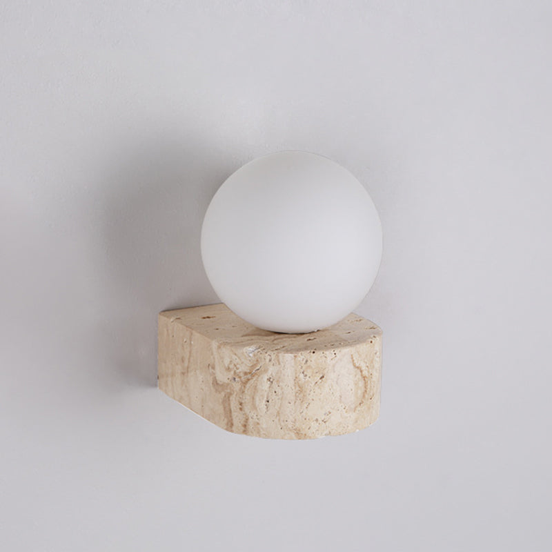 Round Square Yellow Travertine Wall Lamp