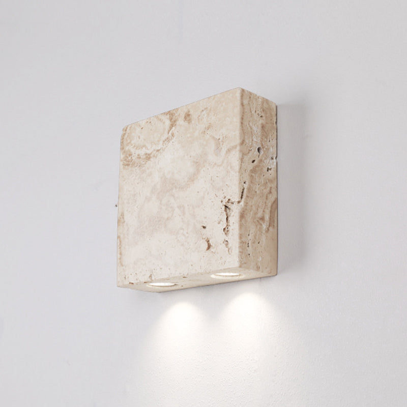 Round Square Yellow Travertine Wall Lamp