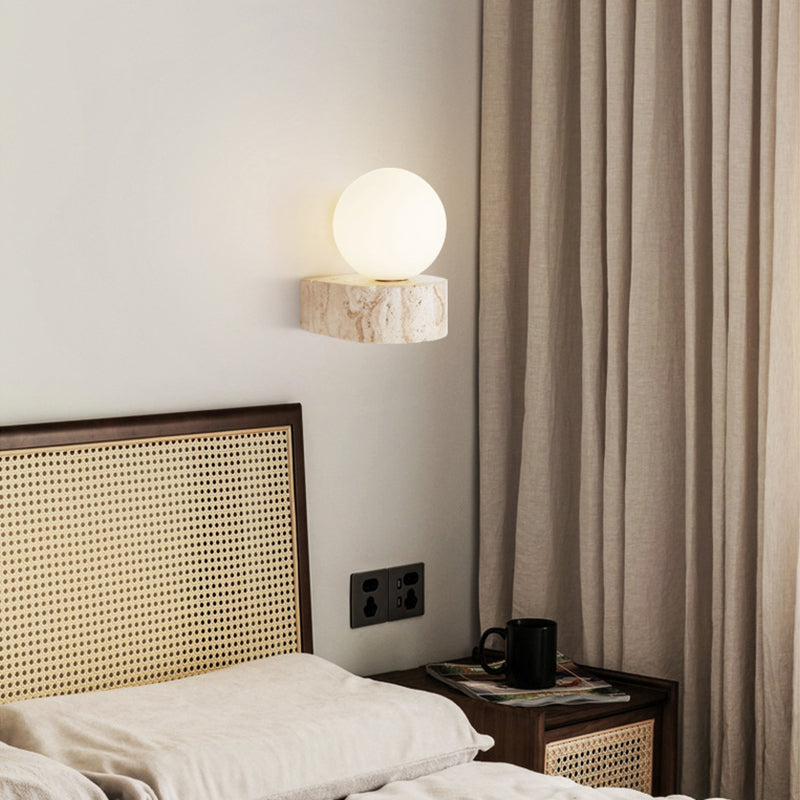 Round Square Yellow Travertine Wall Lamp