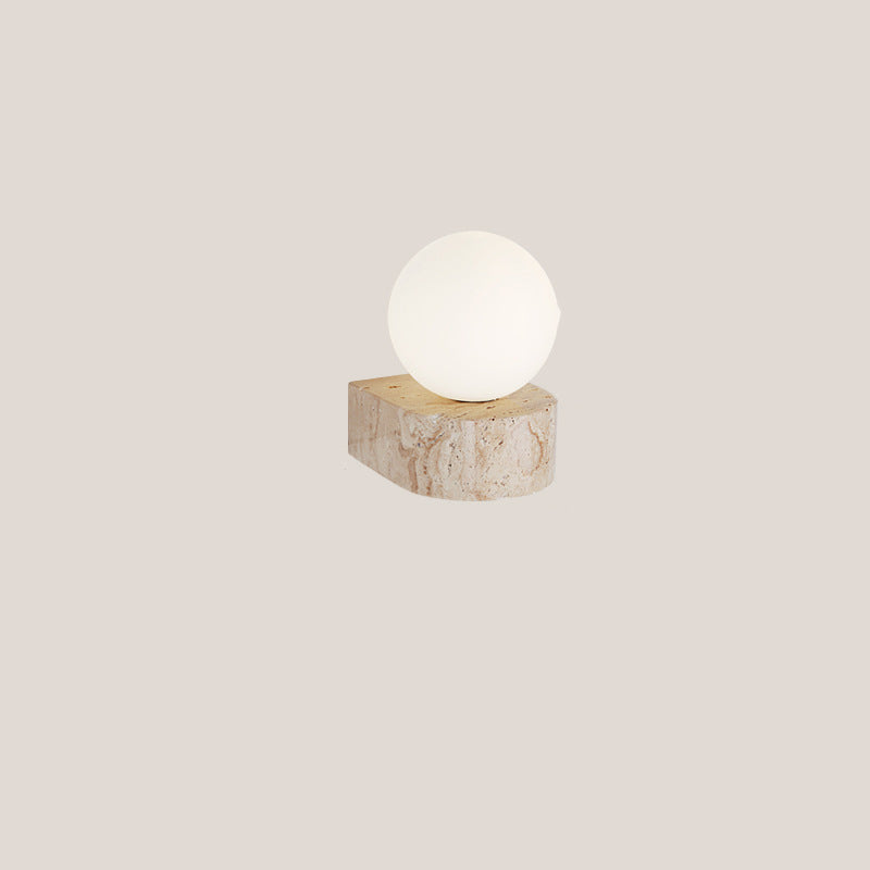 Round Square Yellow Travertine Wall Lamp
