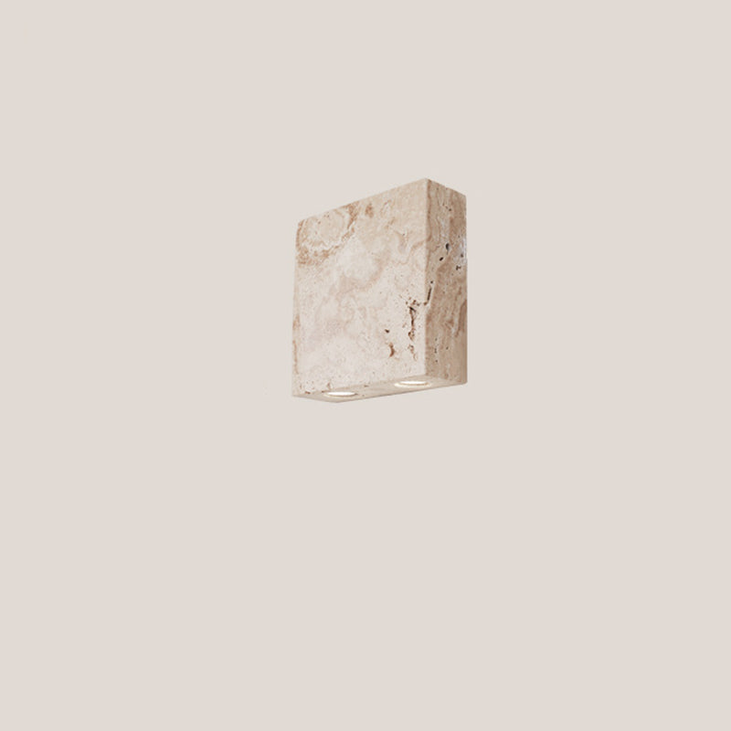 Round Square Yellow Travertine Wall Lamp